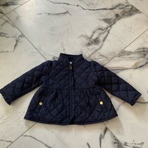 Navy Quilted Jacket with Gold Accents